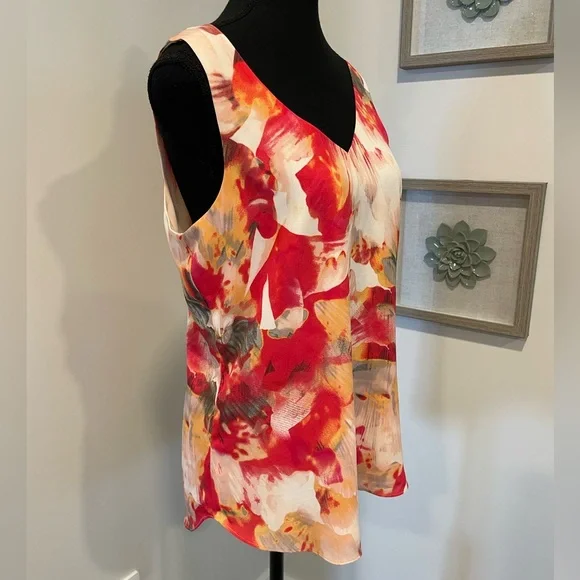 RW&CO. Vibrant Pink/Orange/White Abstract Sleeveless Blouse EUC - Picture 3 of 11
